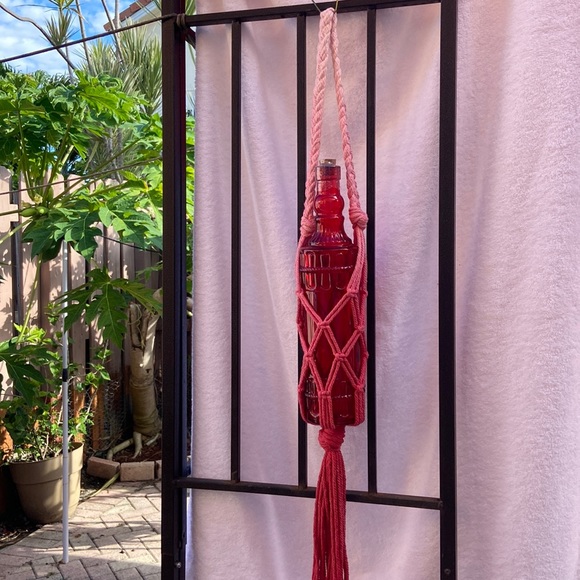 Macrame Plant Hanger Pink Ombre 29” - Picture 3 of 9